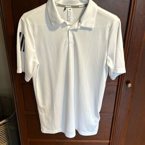 Boys xl adidas white with stripe on sleeve golf shirt